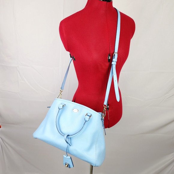Coach Handbags - Coach Baby Blue Cross Grain Leather Carryall Satchel Crossbody Purse bag F34607